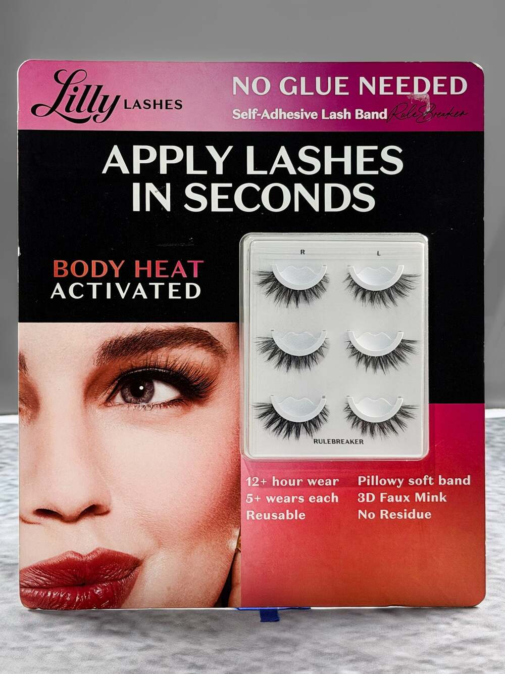 Lilly Lashes Rule Breaker Self Adhesive False Eyelashes 3 Pairs No Glue Required